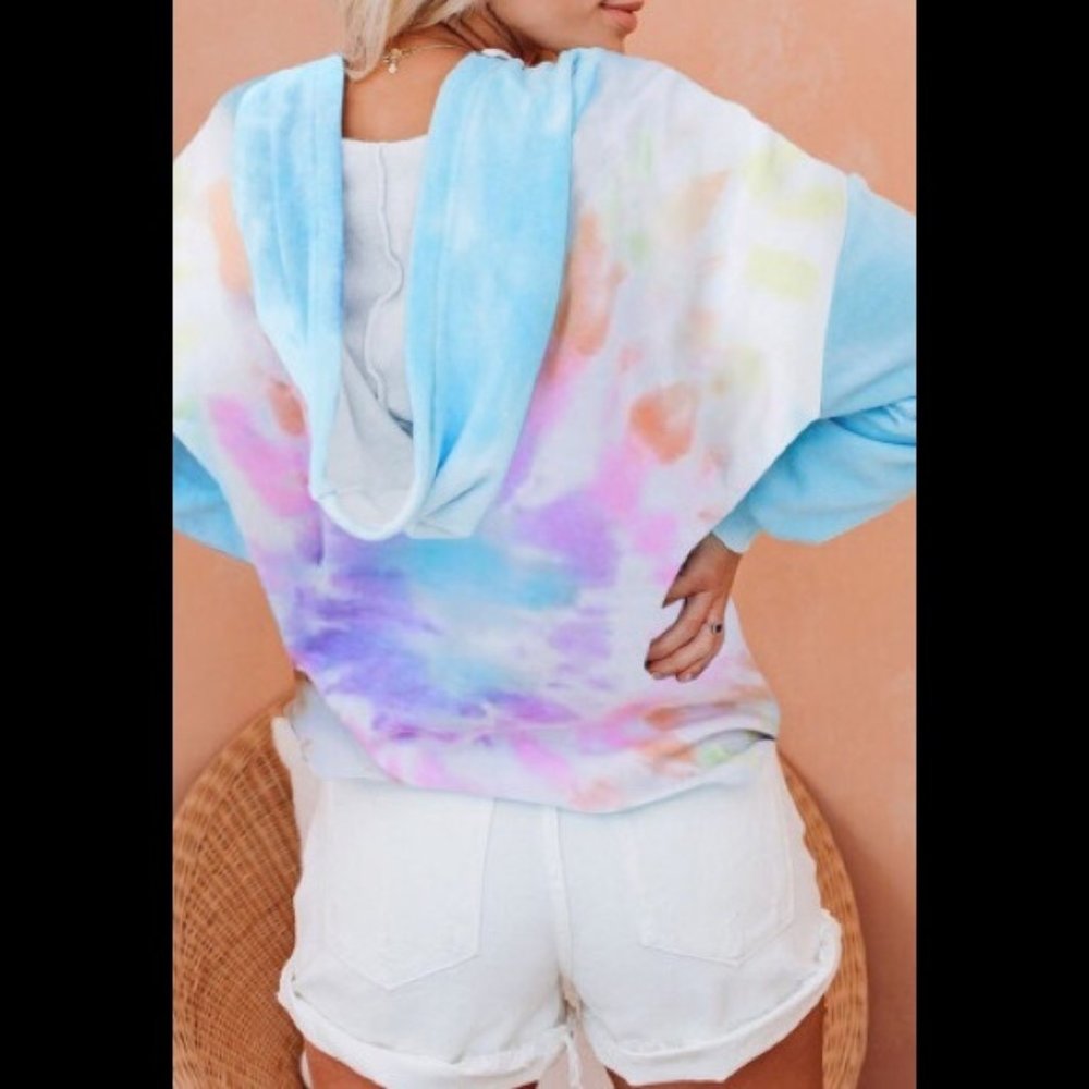 Last One!! small tie dye hoodie sweatshirt v neck - Picture 7 of 10